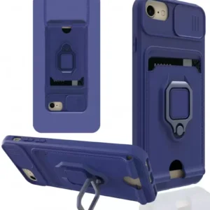 Newface İphone 7 Kılıf Zuma Kartvizitli Yüzüklü Silikon - Lacivert