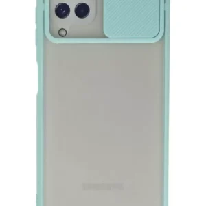 Newface Samsung Galaxy A22 Kılıf Palm Buzlu Kamera Sürgülü Silikon - Turkuaz