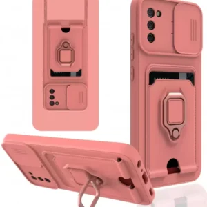 Newface Samsung Galaxy A03s Kılıf Zuma Kartvizitli Yüzüklü Silikon - Pembe