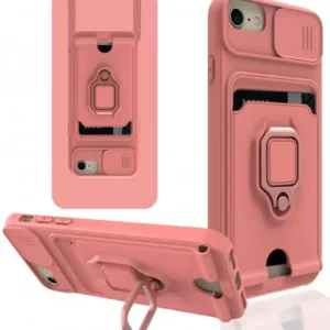 Newface İphone 7 Kılıf Zuma Kartvizitli Yüzüklü Silikon - Pembe