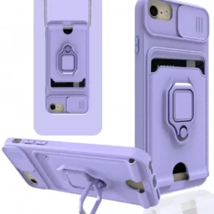 Newface İphone 7 Kılıf Zuma Kartvizitli Yüzüklü Silikon - Lila
