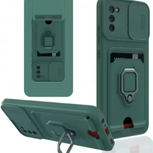 Newface Samsung Galaxy A03s Kılıf Zuma Kartvizitli Yüzüklü Silikon - Yeşil