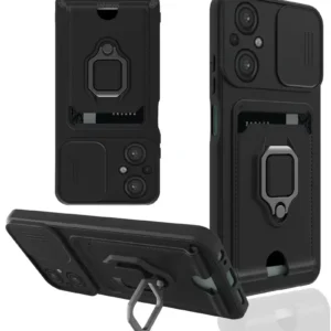 Newface Xiaomi Poco M5 Kılıf Zuma Kartvizitli Yüzüklü Silikon - Siyah