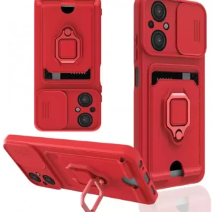 Newface Xiaomi Poco M5 Kılıf Zuma Kartvizitli Yüzüklü Silikon - Kırmızı