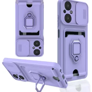 Newface Xiaomi Poco M5 Kılıf Zuma Kartvizitli Yüzüklü Silikon - Lila