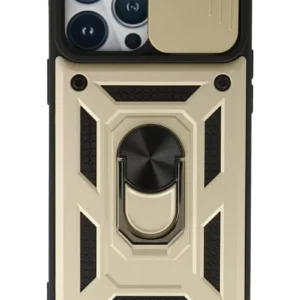 Newface İphone 13 Pro Max Kılıf Pars Lens Yüzüklü Silikon - Gold