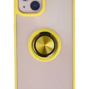 Newface İphone 13 Kılıf Montreal Yüzüklü Silikon Kapak - Sarı