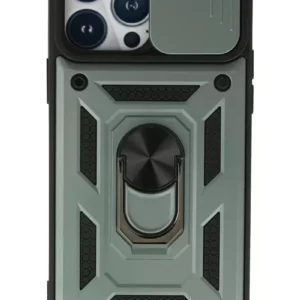 Newface İphone 13 Pro Max Kılıf Pars Lens Yüzüklü Silikon - Yeşil