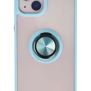 Newface İphone 13 Kılıf Montreal Yüzüklü Silikon Kapak - Buz Mavi