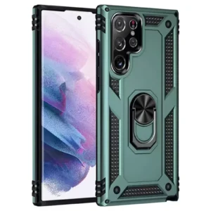 Newface Samsung Galaxy S21 Ultra Kılıf Sofya Yüzüklü Silikon Kapak - Yeşil