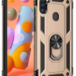 Newface Samsung Galaxy A11 Kılıf Sofya Yüzüklü Silikon Kapak - Gold