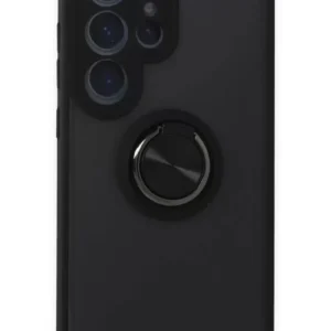 Newface Samsung Galaxy S24 Ultra Kılıf Montreal Yüzüklü Silikon Kapak - Siyah