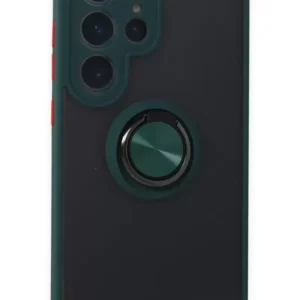 Newface Samsung Galaxy S24 Ultra Kılıf Montreal Yüzüklü Silikon Kapak - Yeşil