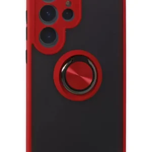 Newface Samsung Galaxy S24 Ultra Kılıf Montreal Yüzüklü Silikon Kapak - Kırmızı