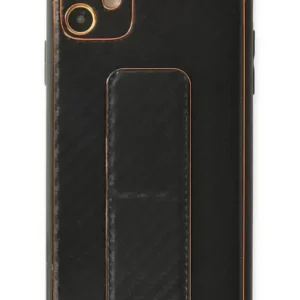 Newface İphone 12 Kılıf Coco Karbon Standlı Kapak - Siyah