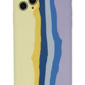 Newface İphone 11 Pro Kılıf Ebruli Lansman Silikon - Sarı-lila