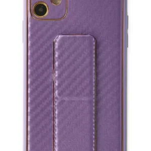 Newface İphone 12 Kılıf Coco Karbon Standlı Kapak - Mor