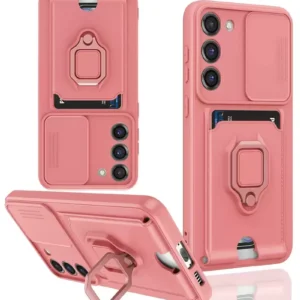 Newface Samsung Galaxy S23 Plus Kılıf Zuma Kartvizitli Yüzüklü Silikon - Pembe