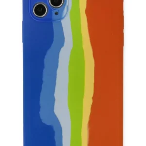 Newface İphone 11 Pro Kılıf Ebruli Lansman Silikon - Mavi-turuncu