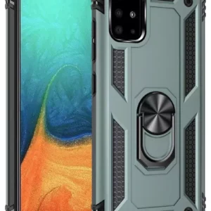 Newface Samsung Galaxy A71 Kılıf Sofya Yüzüklü Silikon Kapak - Yeşil