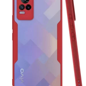 Newface Vivo V21e Kılıf Platin Silikon - Kırmızı