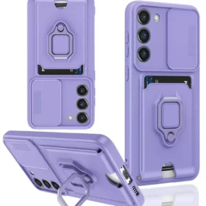 Newface Samsung Galaxy S23 Plus Kılıf Zuma Kartvizitli Yüzüklü Silikon - Lila