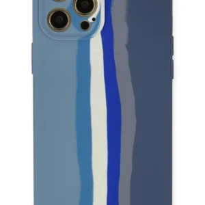 Newface İphone 12 Pro Kılıf Ebruli Lansman Silikon - Mavi-gri