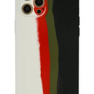 Newface İphone 12 Pro Kılıf Ebruli Lansman Silikon - Beyaz-siyah