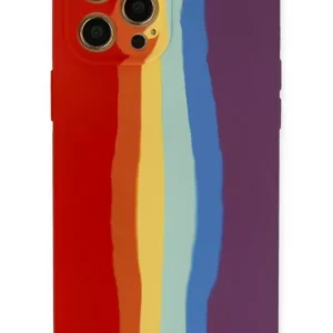 Newface İphone 12 Pro Max Kılıf Ebruli Lansman Silikon - Kırmızı-mor