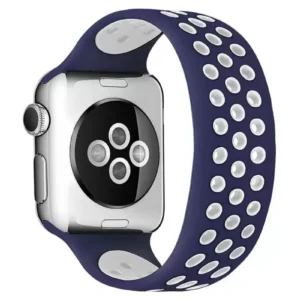 Newface Apple Watch 38mm Ayarlı Delikli Silikon Kordon - Lacivert-beyaz