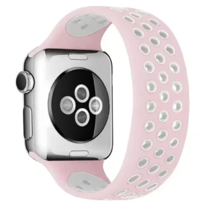 Newface Apple Watch 38mm Ayarlı Delikli Silikon Kordon - Pembe-beyaz