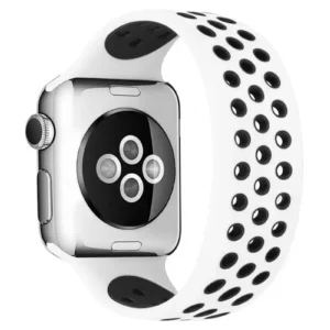 Newface Apple Watch 38mm Ayarlı Delikli Silikon Kordon - Beyaz-siyah