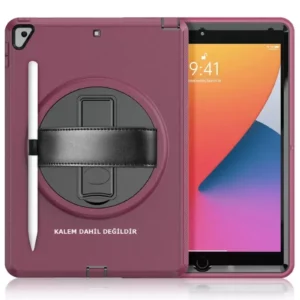 Newface İpad 10.2 (7.nesil) Kılıf Hand Strap Tablet Kılıfı - Mürdüm