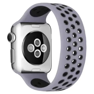 Newface Apple Watch 38mm Ayarlı Delikli Silikon Kordon - Gri-siyah
