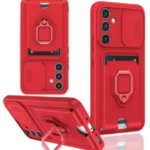 Newface Samsung Galaxy S23 Fe Kılıf Zuma Kartvizitli Yüzüklü Silikon - Kırmızı