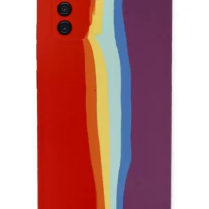 Newface Samsung Galaxy A03s Kılıf Ebruli Lansman Silikon - Kırmızı-mor