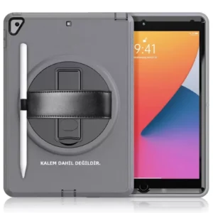 Newface İpad 10.2 (7.nesil) Kılıf Hand Strap Tablet Kılıfı - Gri