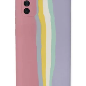 Newface Samsung Galaxy A03s Kılıf Ebruli Lansman Silikon - Pembe-lila