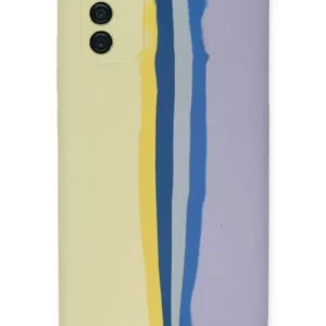 Newface Samsung Galaxy A03s Kılıf Ebruli Lansman Silikon - Sarı-lila