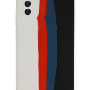Newface Samsung Galaxy A03s Kılıf Ebruli Lansman Silikon - Beyaz-siyah