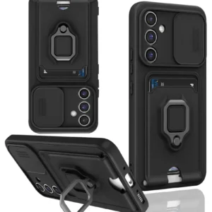 Newface Samsung Galaxy A14 4g Kılıf Zuma Kartvizitli Yüzüklü Silikon - Siyah