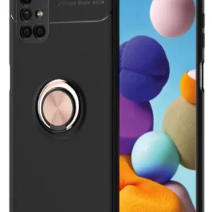 Newface Samsung Galaxy M51 Kılıf Range Yüzüklü Silikon - Siyah-gold