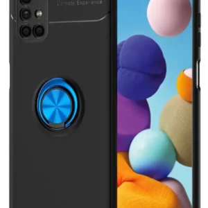 Newface Samsung Galaxy M51 Kılıf Range Yüzüklü Silikon - Siyah-mavi