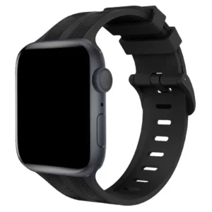 Newface Apple Watch 38mm Kr408 Çizgili Silikon Kordon - Siyah