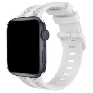 Newface Apple Watch 38mm Kr408 Çizgili Silikon Kordon - Beyaz