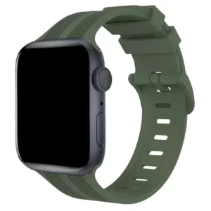 Newface Apple Watch 38mm Kr408 Çizgili Silikon Kordon - Koyu Yeşil