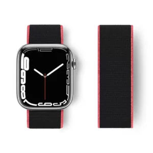 Newface Apple Watch 38mm Hasırlı Cırtcırtlı Kordon - Pembe-siyah