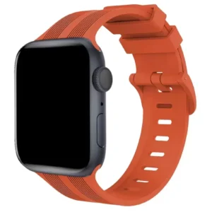 Newface Apple Watch 38mm Kr408 Çizgili Silikon Kordon - Turuncu
