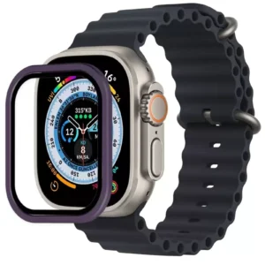Newface Apple Watch Ultra 49mm Alüminyum Kasa Cam Ekran Koruyucu - Mor