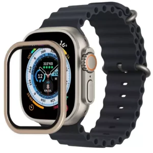 Newface Apple Watch Ultra 49mm Alüminyum Kasa Cam Ekran Koruyucu - Gold